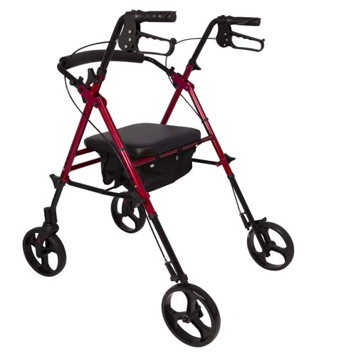 Rollator Aluminum Height Adjustable Burgundy | CAREGISTICS