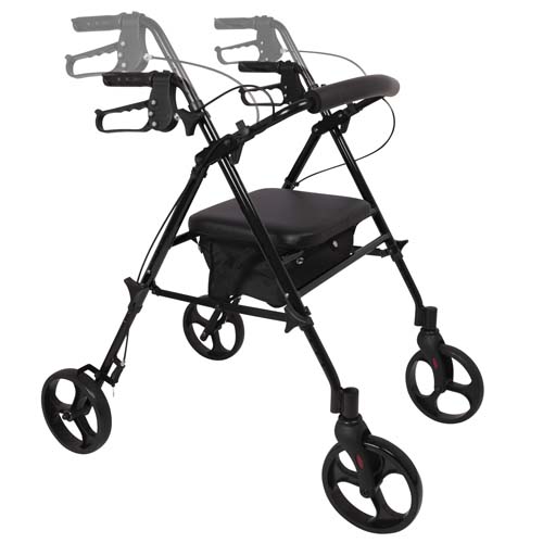 Rollator Aluminum Height Adjustable Black | CAREGISTICS